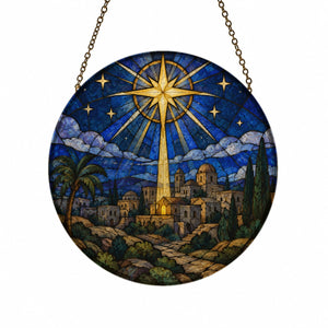 Emmanuel III Glass Suncatcher - Catholic Suncatcher, front view