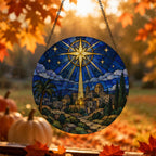 Emmanuel III Glass Suncatcher - Catholic Suncatcher, hanging display