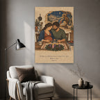 Emmanuel in Woodblock Canvas Wall Art - Catholic Wall Art, styled in the home