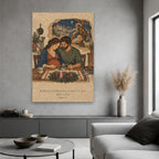 Emmanuel in Woodblock Canvas Wall Art - Catholic Wall Art, hanging display