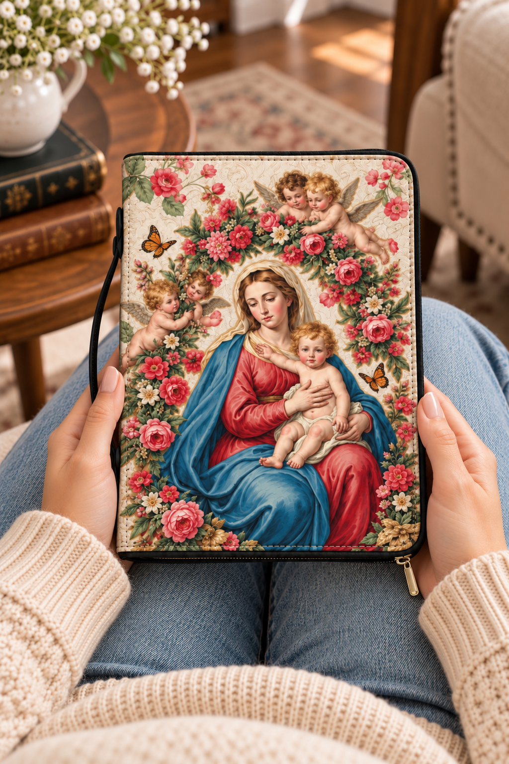 Eternal Tenderness Bible Cover - PU Leather Bible Cover, hanging display