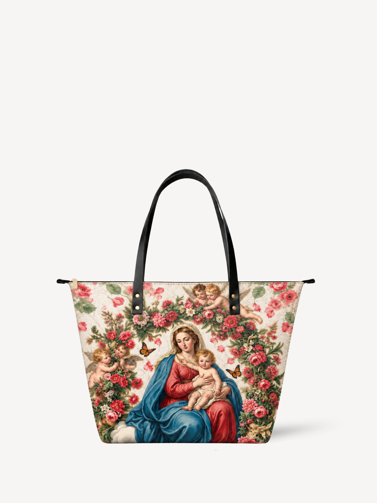 Eternal Tenderness PU Leather Tote Bag - Christian Tote Bag, front view