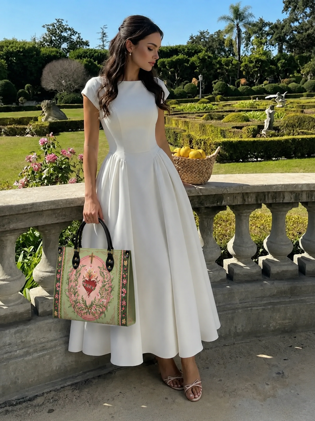 "Ever-Blooming Heart" Leather Handbag - Catholic Leather Handbag, View 4