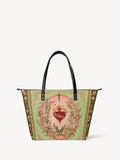 Ever-Blooming Heart PU Leather Tote Bag - Christian Tote Bag, front view
