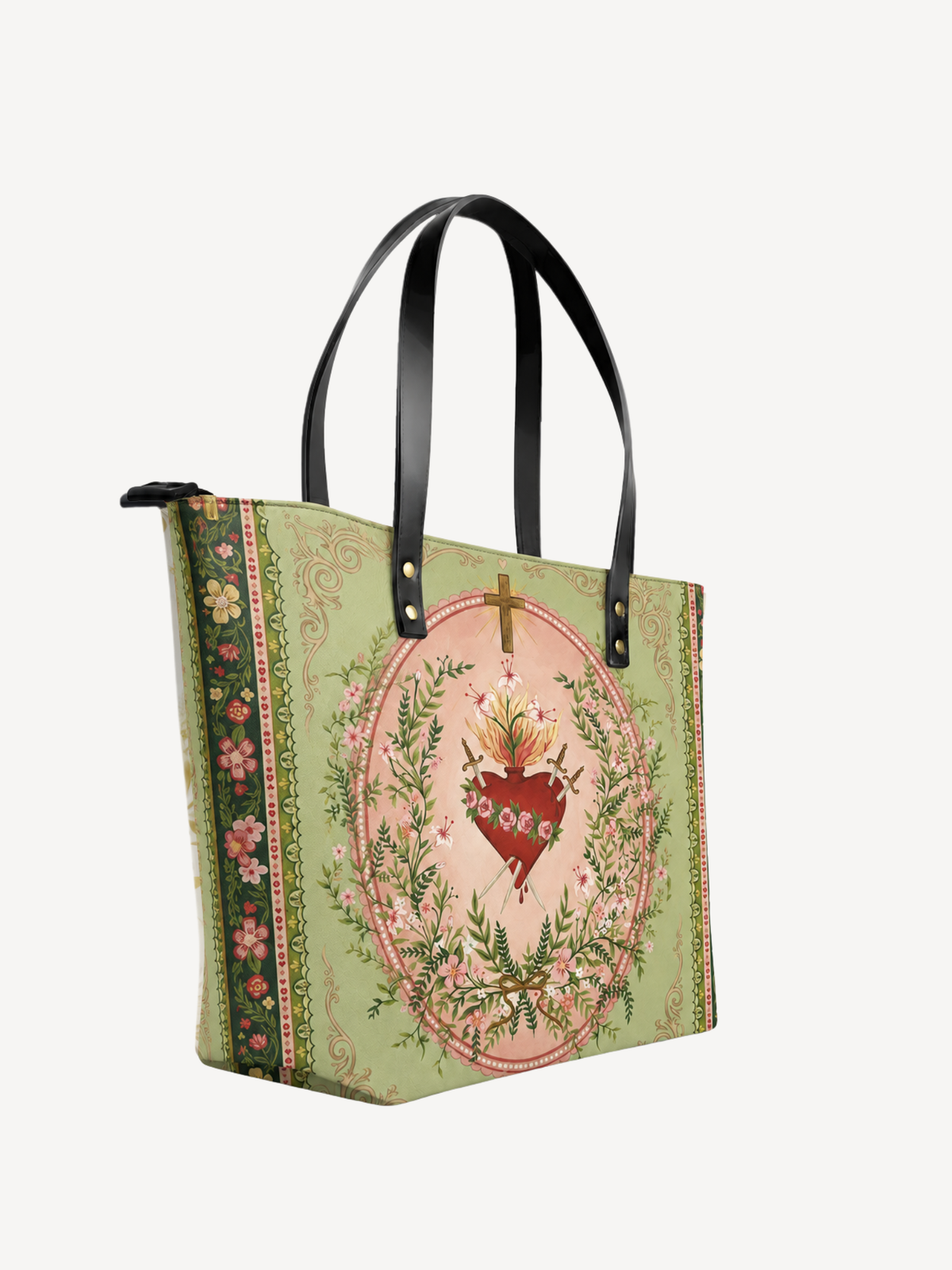 Ever-Blooming Heart PU Leather Tote Bag - Christian Tote Bag, gift presentation