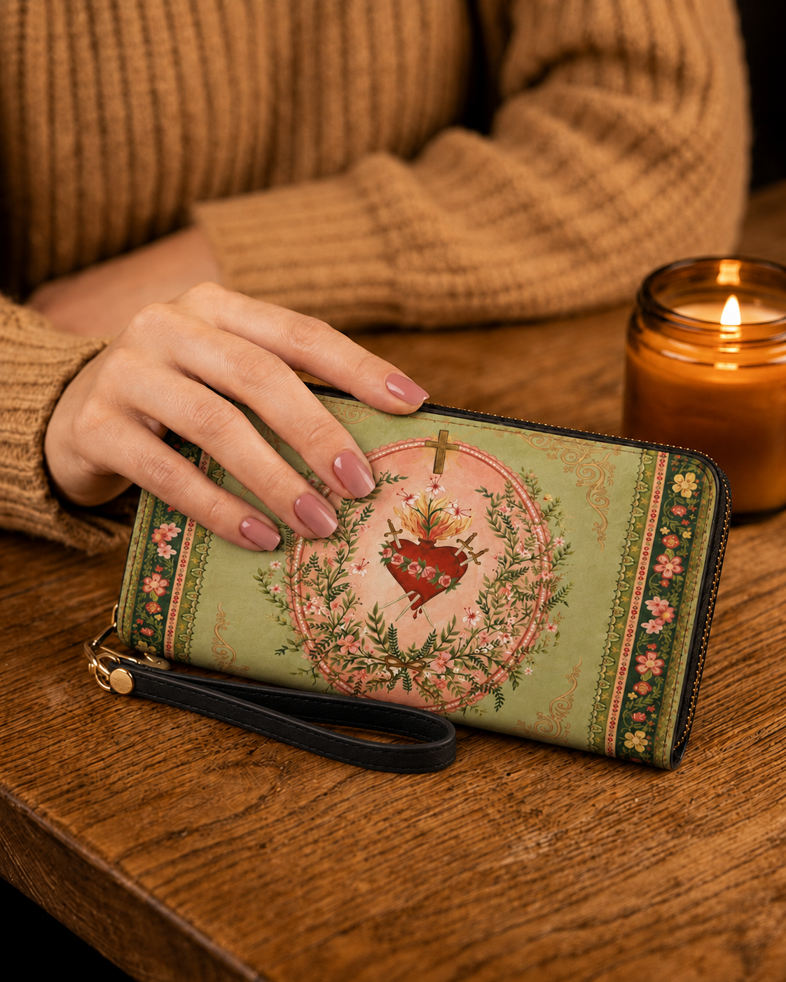 Ever-Blooming Heart PU Leather Wallet - Christian Wallet, styled in the home