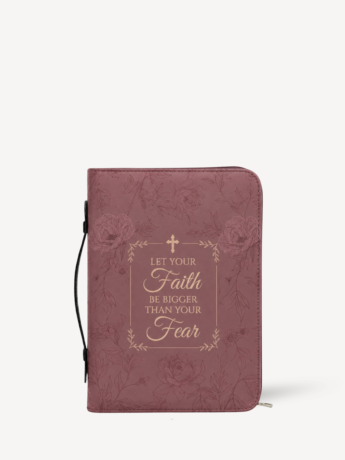 Faith Over Fear Bible Cover - PU Leather Bible Cover, front view