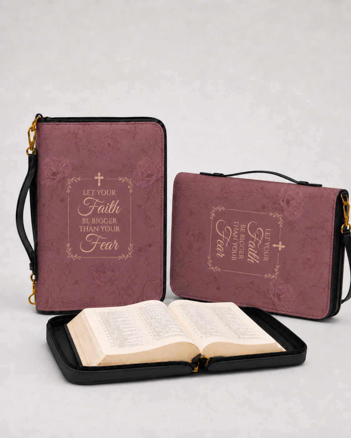 Faith Over Fear Bible Cover - PU Leather Bible Cover, gift presentation