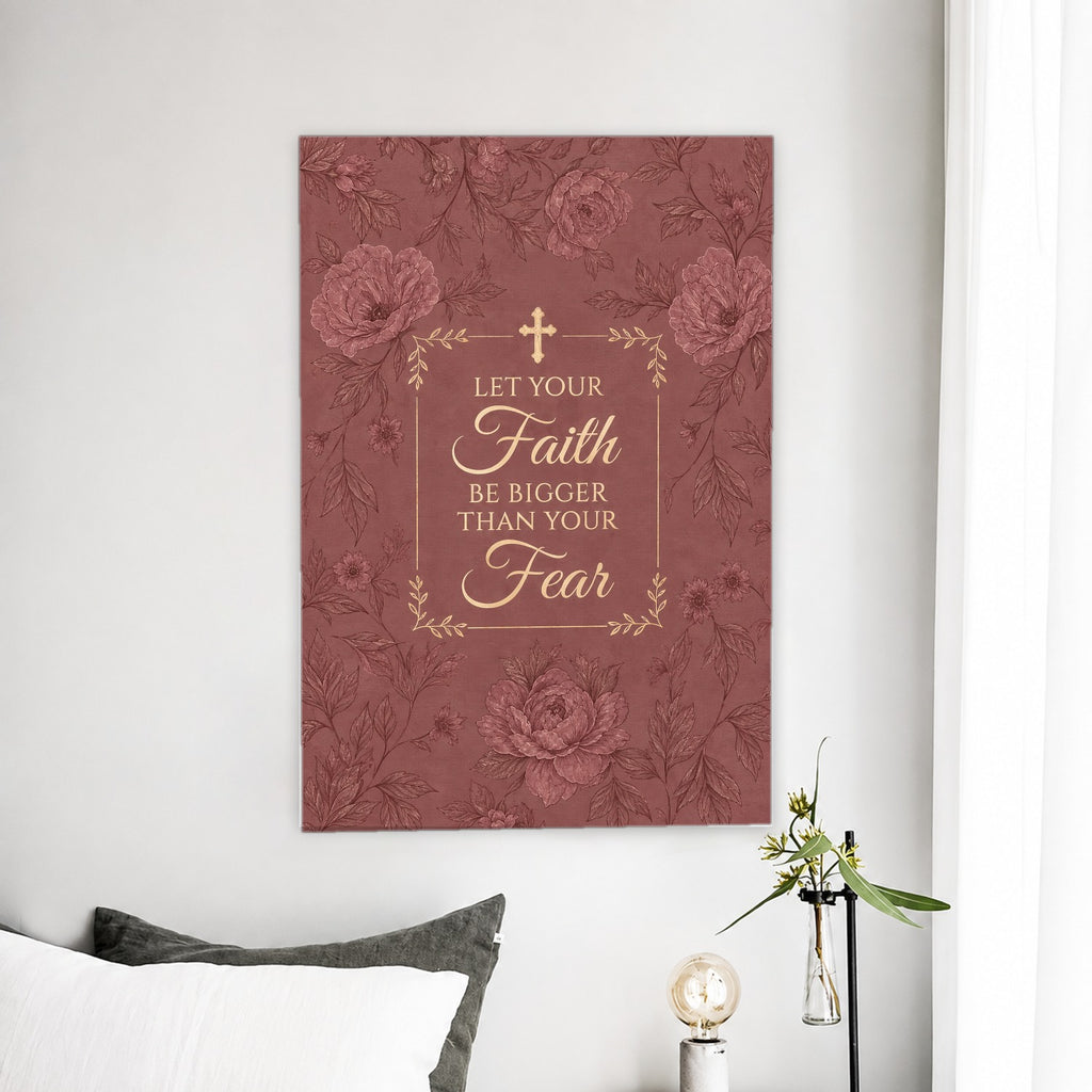Faith Over Fear Canvas Wall Art - Catholic Wall Art, detail view