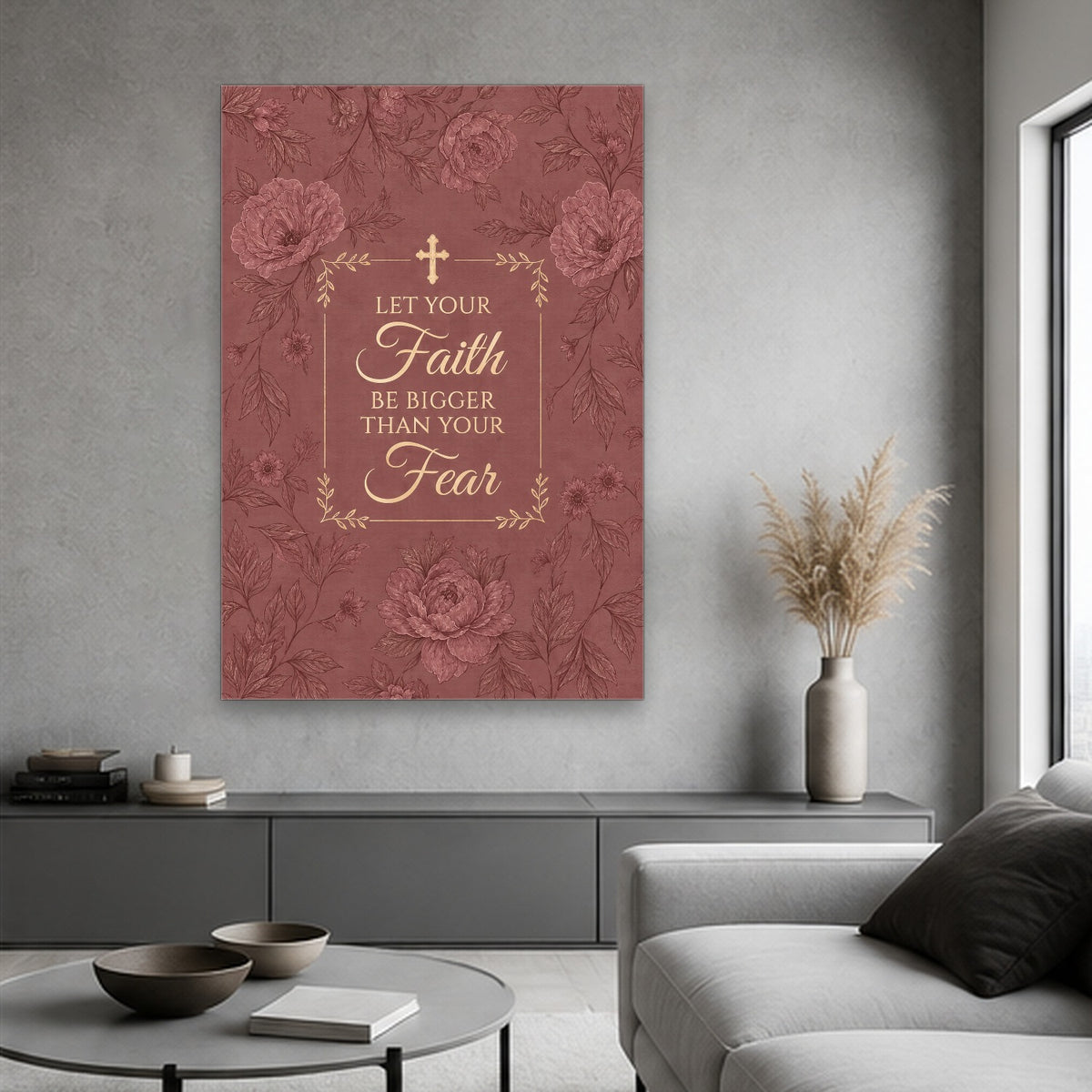 Faith Over Fear Canvas Wall Art - Catholic Wall Art, hanging display