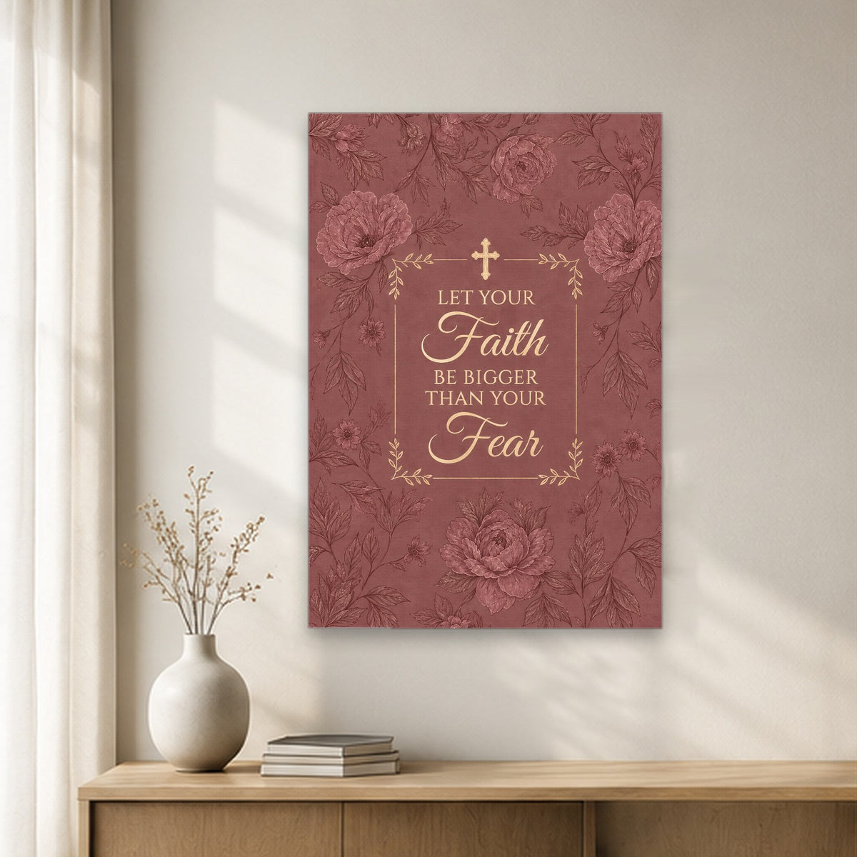 Faith Over Fear Canvas Wall Art - Catholic Wall Art, gift presentation
