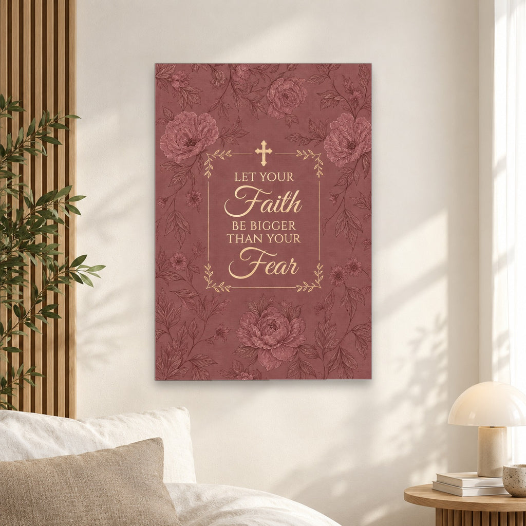 Faith Over Fear Canvas Wall Art - Catholic Wall Art, alternate angle