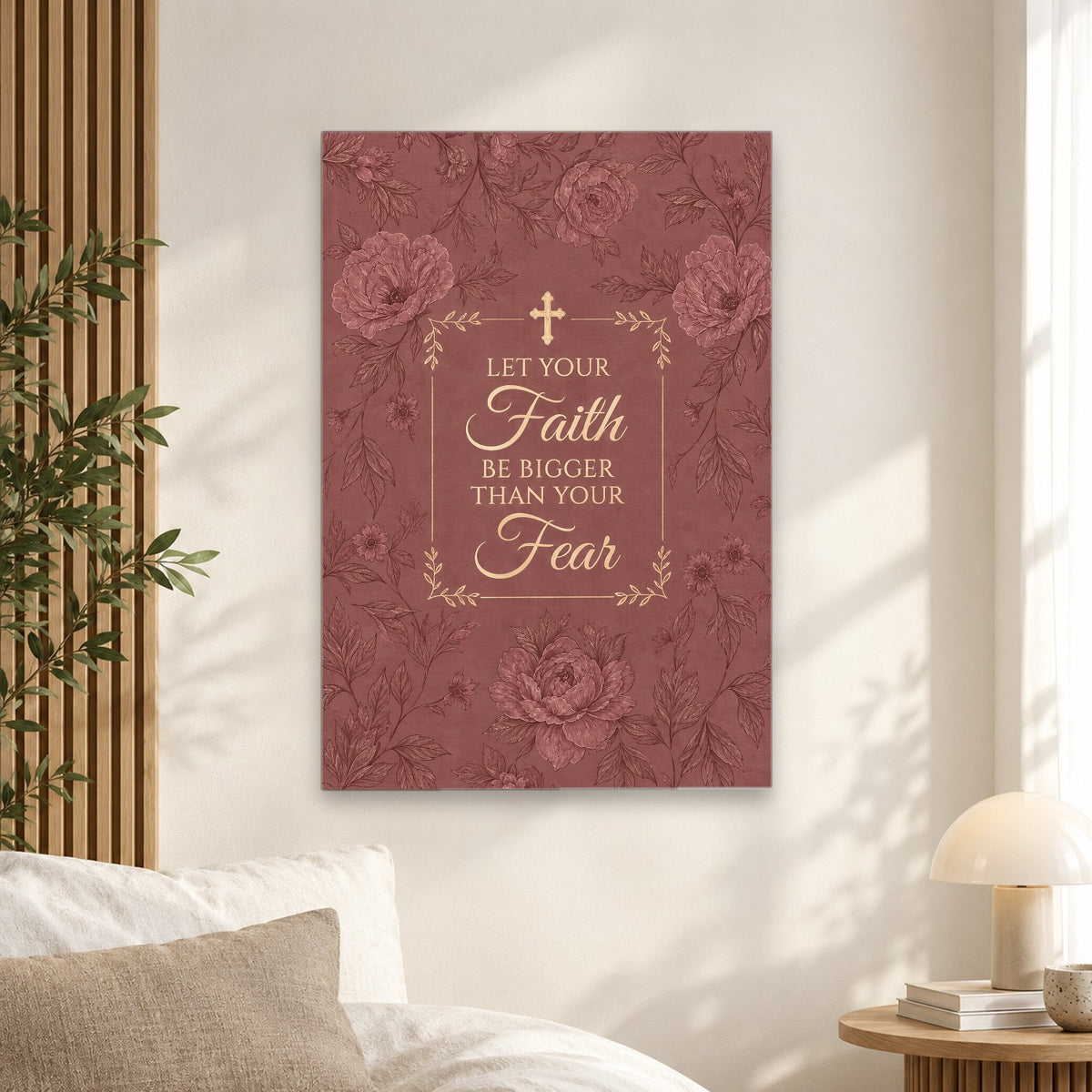 Faith Over Fear Canvas Wall Art - Catholic Wall Art, alternate angle
