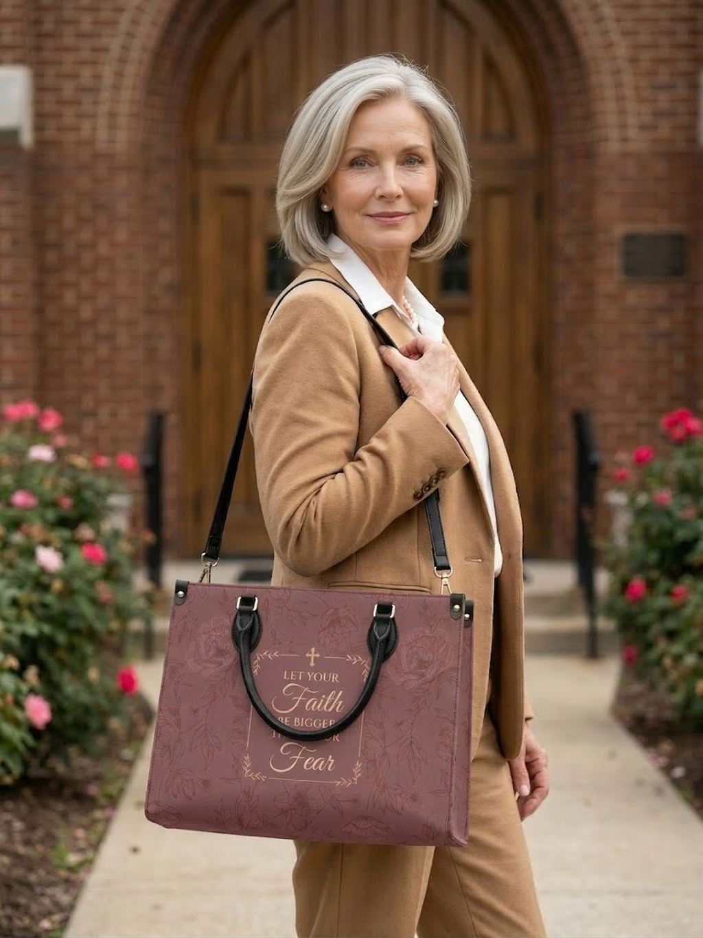"Faith Over Fear" Leather Handbag