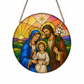 Familia Sancta Glass Suncatcher - Catholic Suncatcher, front view