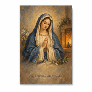 Family Blessing - Our Lady in Oil Personalized Canvas Wall Art - Canvas Wall Art, front view