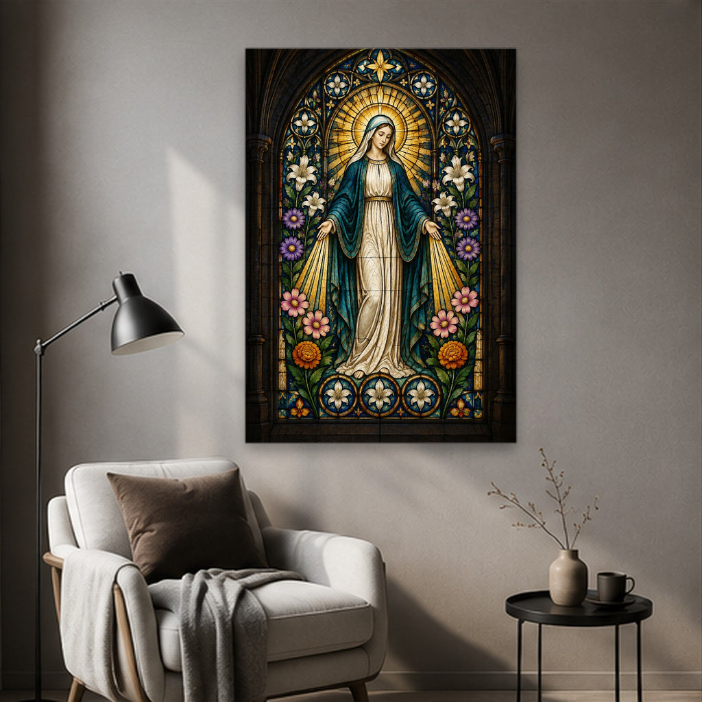 Fenestra Gratiae Canvas Wall Art - Catholic Wall Art, styled in the home