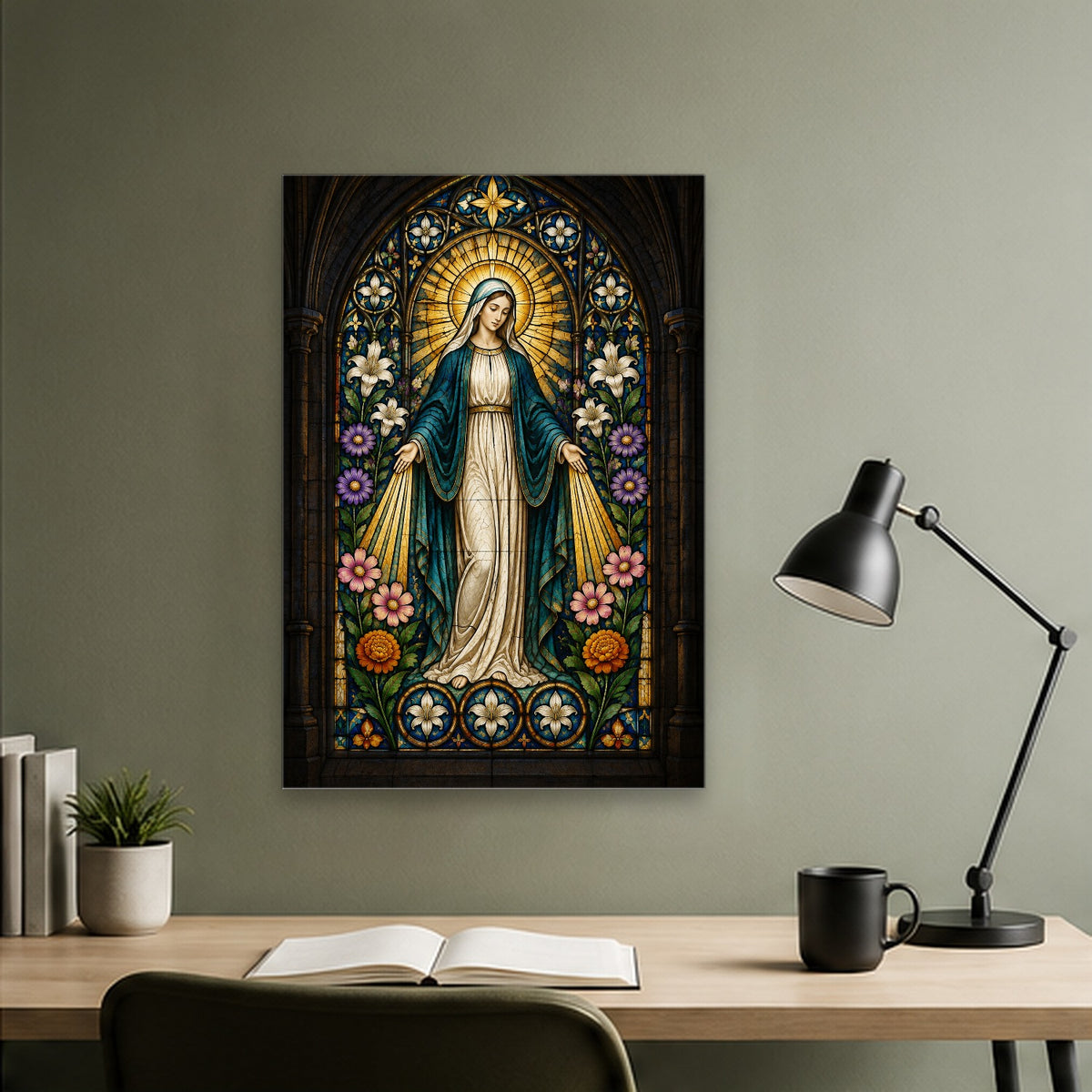 Fenestra Gratiae Canvas Wall Art - Catholic Wall Art, close-up of the print