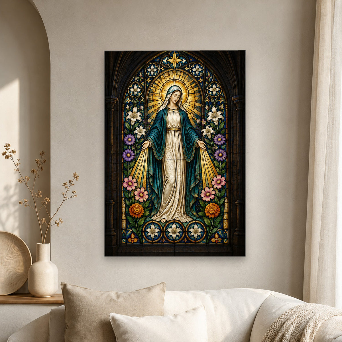 Fenestra Gratiae Canvas Wall Art - Catholic Wall Art, scale reference