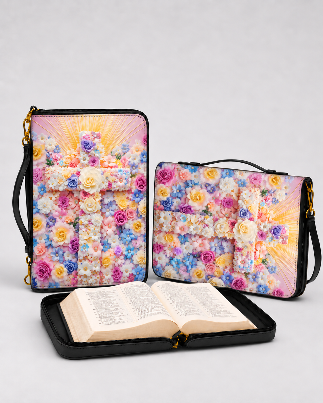 Floral Bible Cover - Leather Bible Cover, detail view