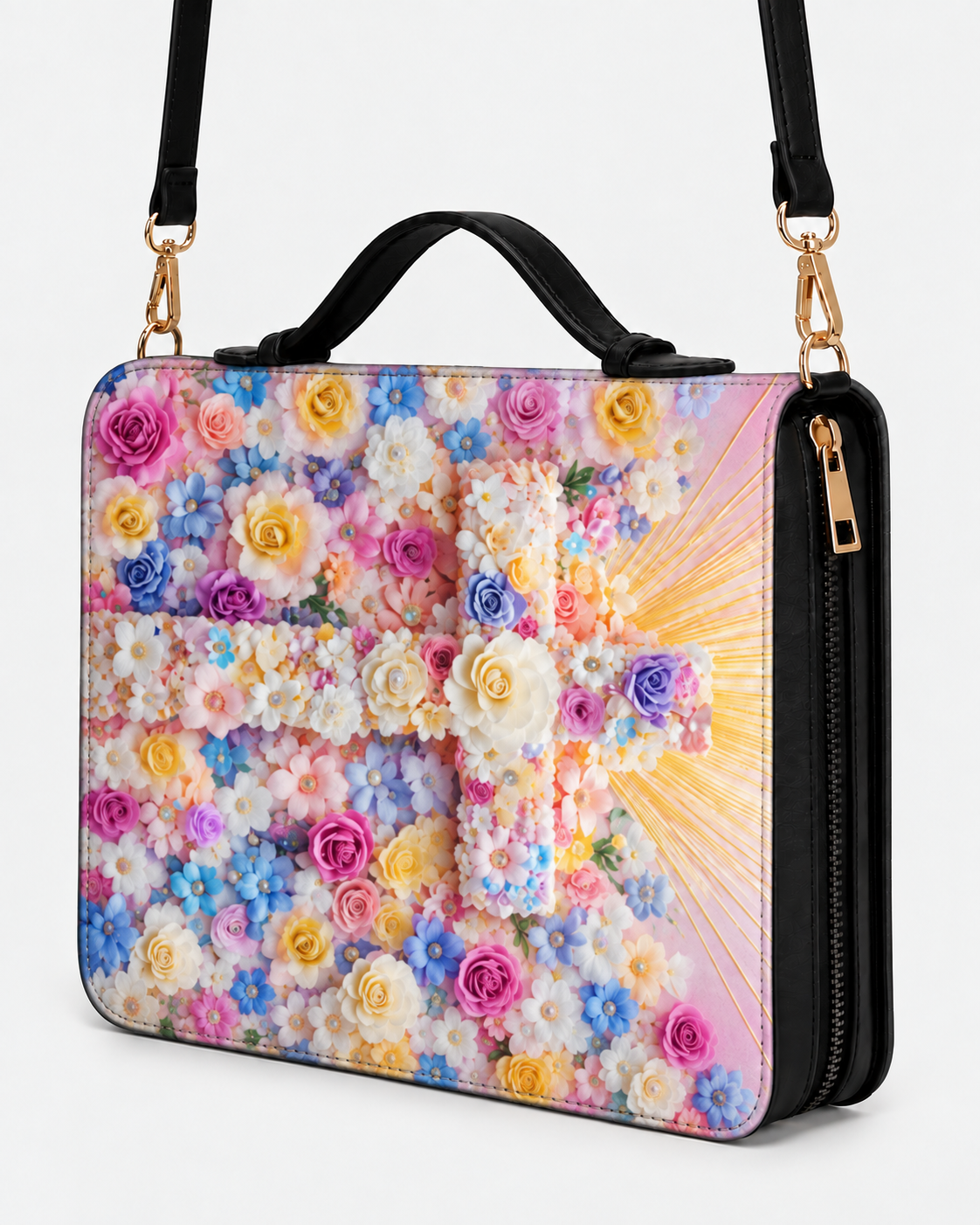 Floral Bible Cover - Leather Bible Cover, styled in the home
