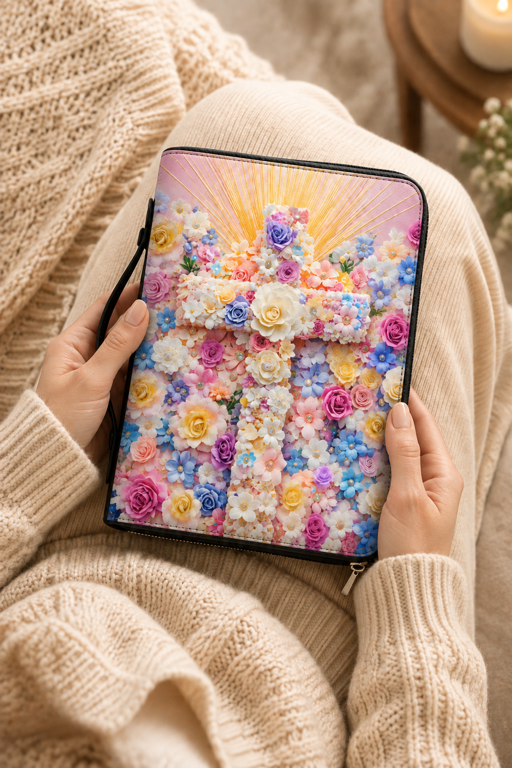 Floral Bible Cover - Leather Bible Cover, hanging display