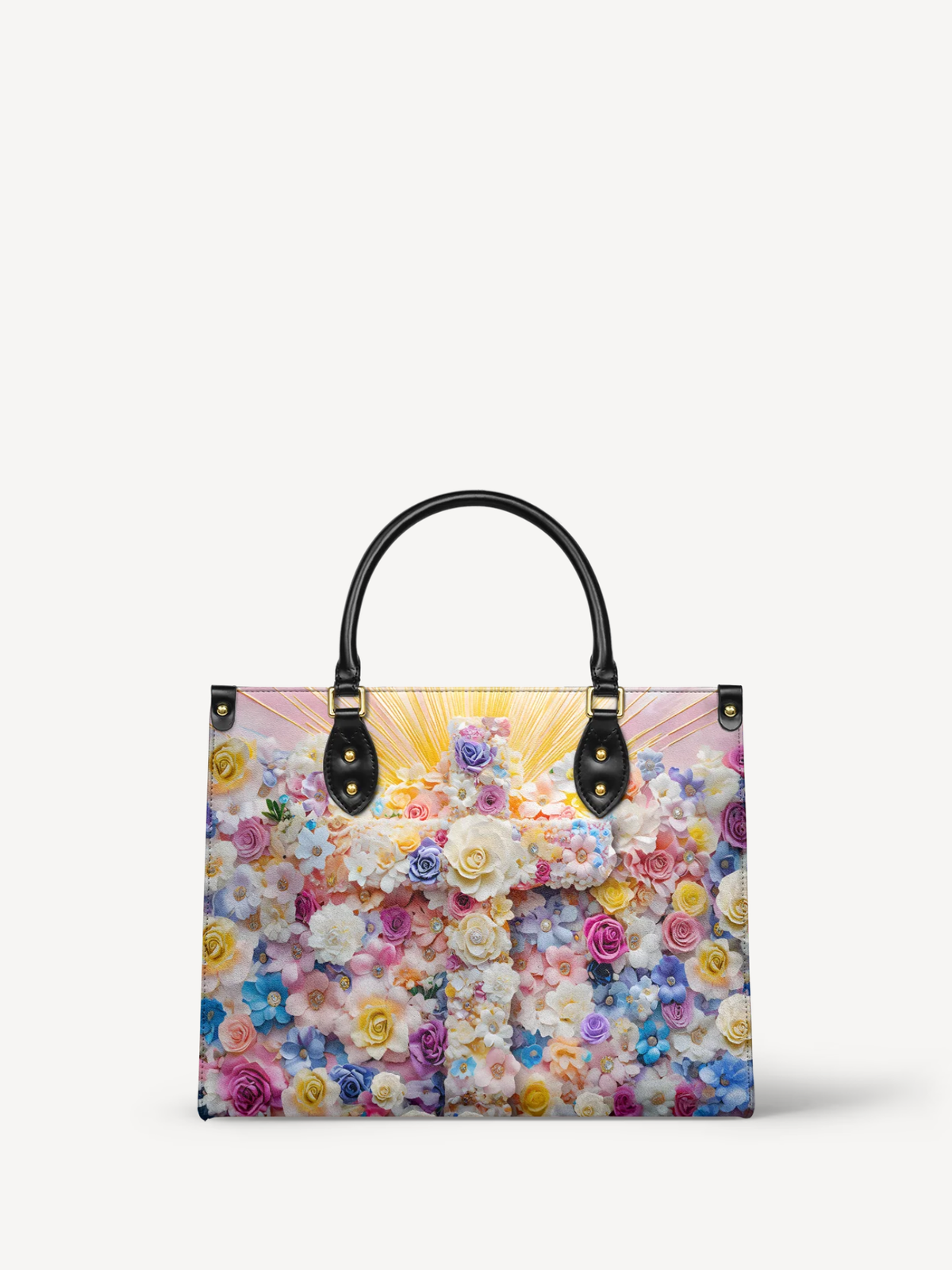 Floral PU Leather Handbag - Christian Handbag, front view