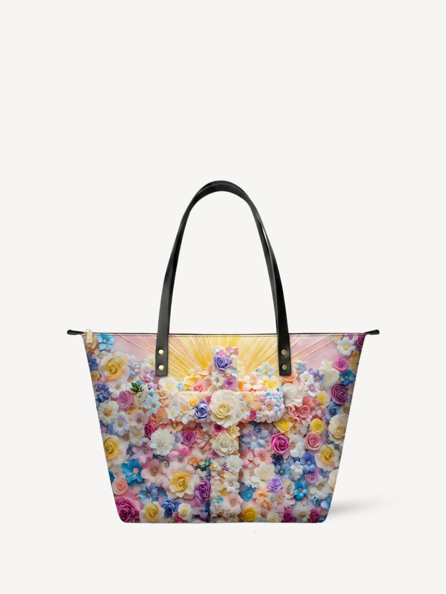 "Floral" Leather Tote Bag