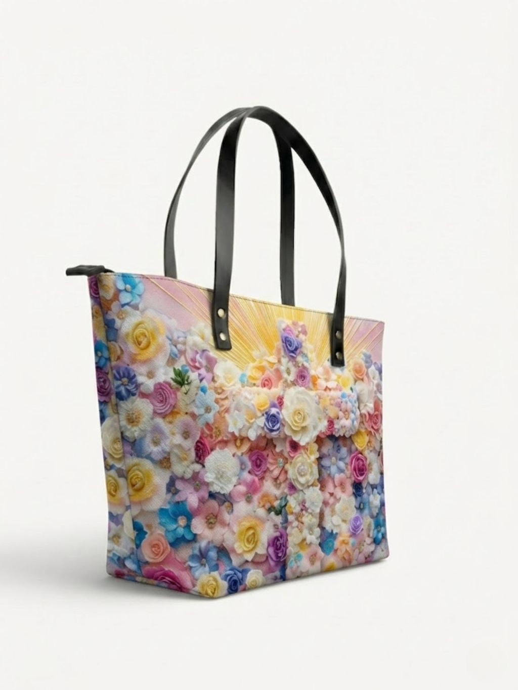 "Floral" Leather Tote Bag