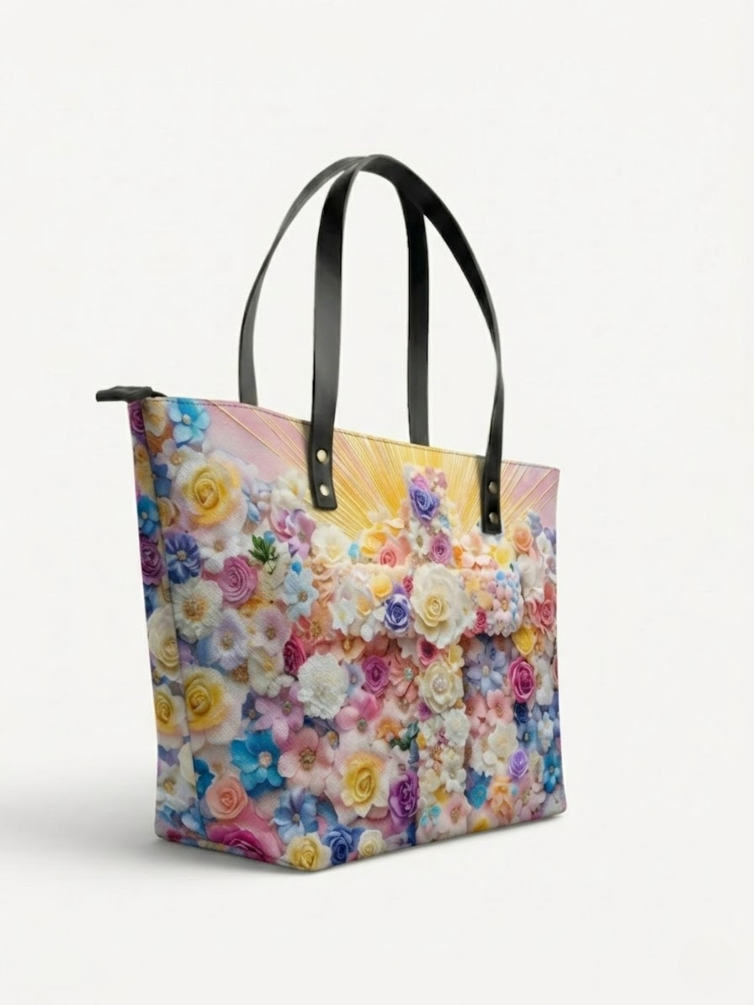 "Floral" Leather Tote Bag