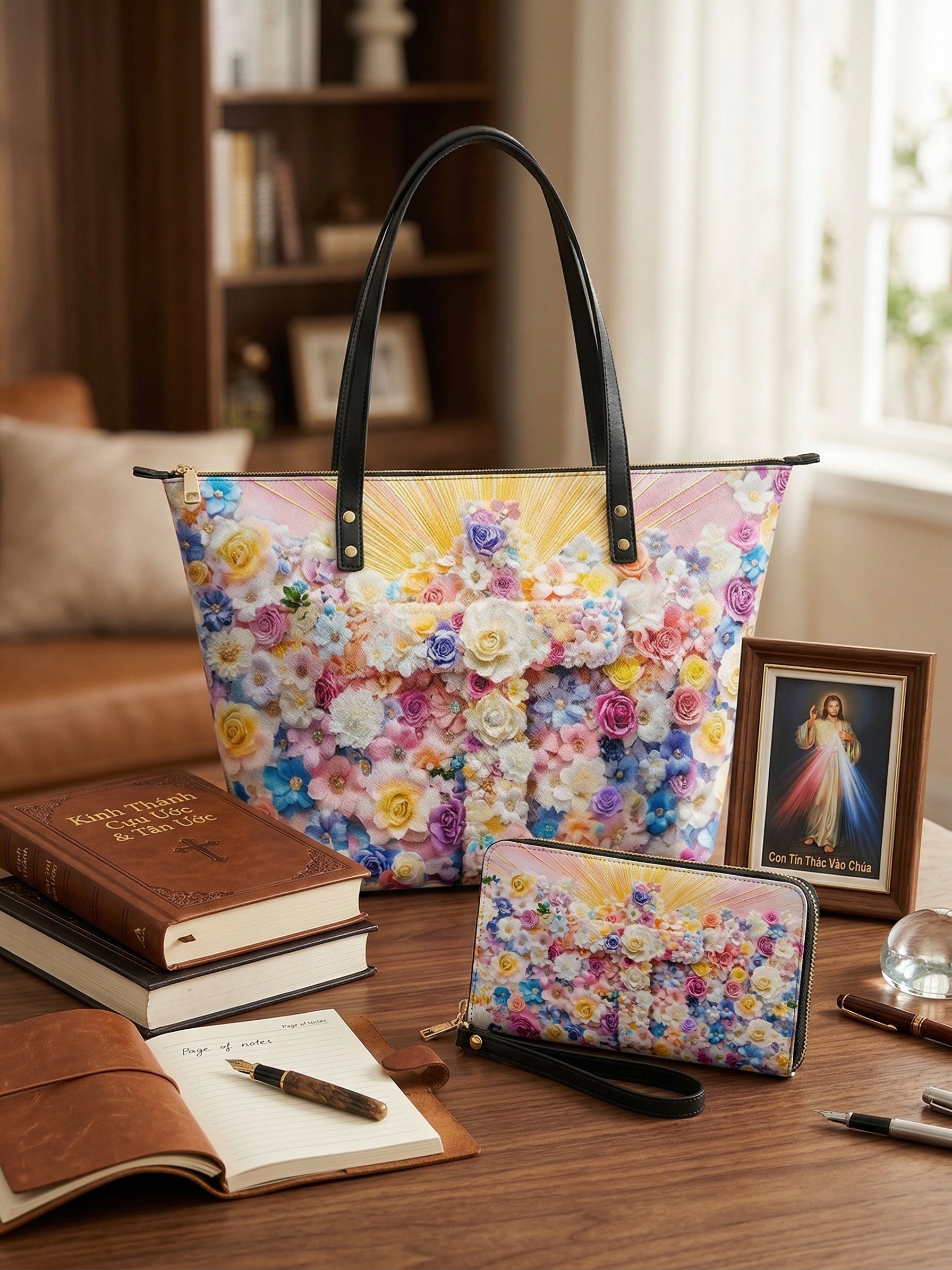 "Floral" Leather Wallet