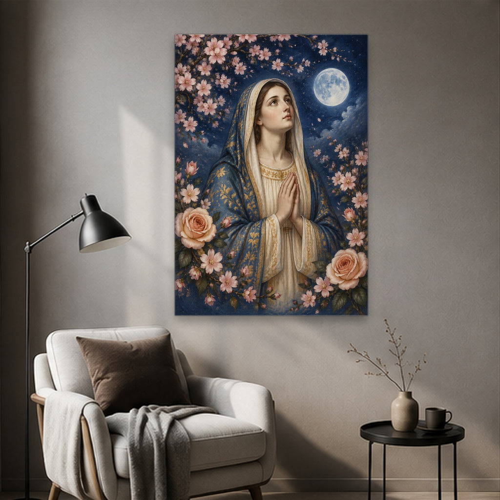 Flos Nocturnus Canvas Wall Art - Catholic Wall Art, styled in the home