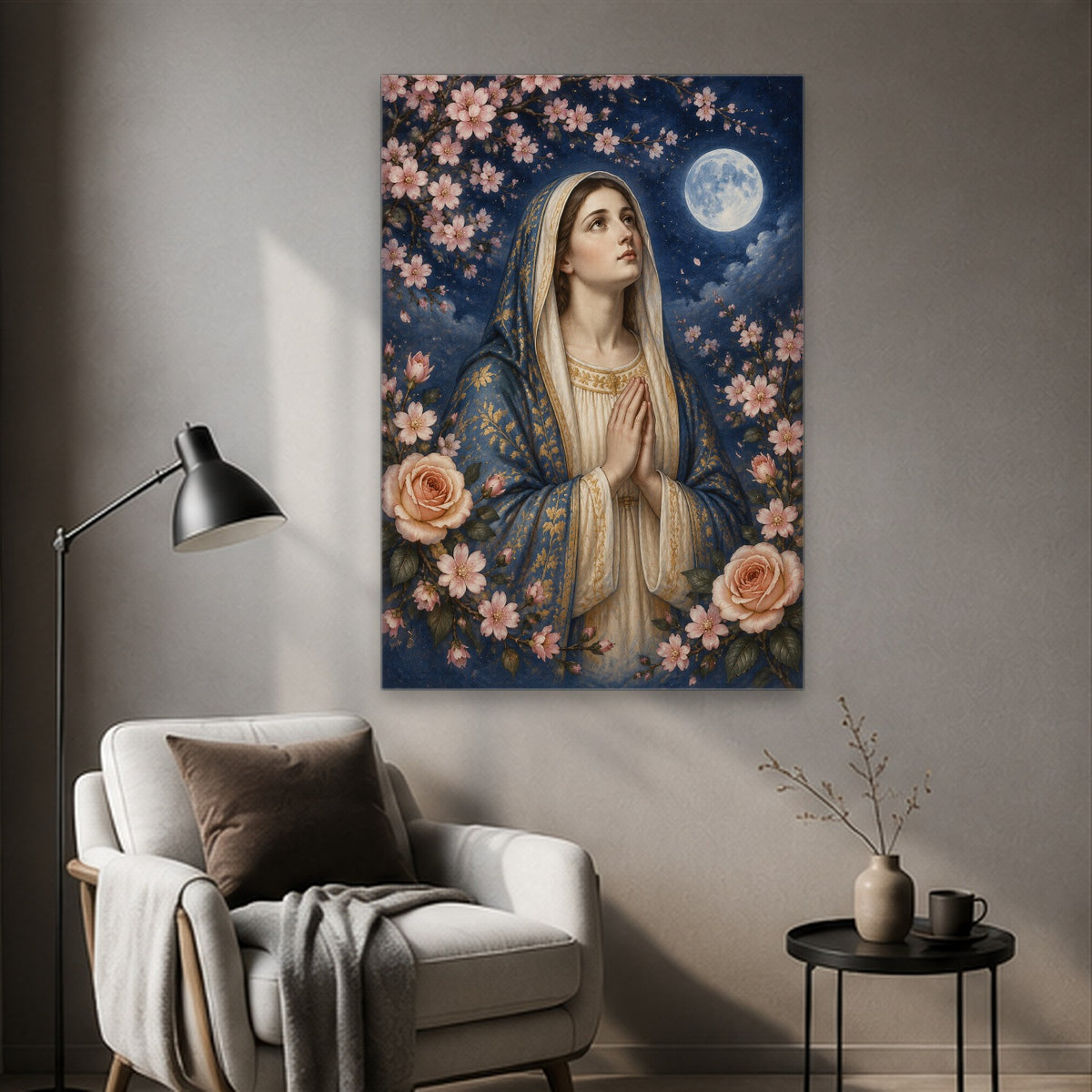 Flos Nocturnus Canvas Wall Art - Catholic Wall Art, styled in the home