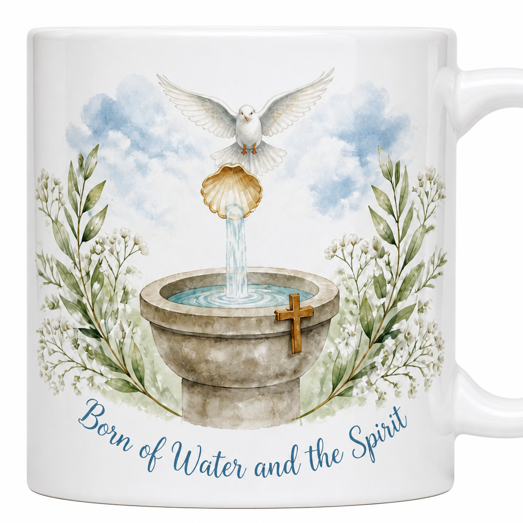 Font Beneath The Dove Ceramic Mug - Christian Coffee Mug, detail view