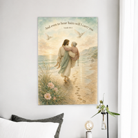 Footprints by the Sea Canvas Wall Art - Christian Wall Art, front view