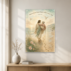 Footprints by the Sea Canvas Wall Art - Christian Wall Art, close-up of the print