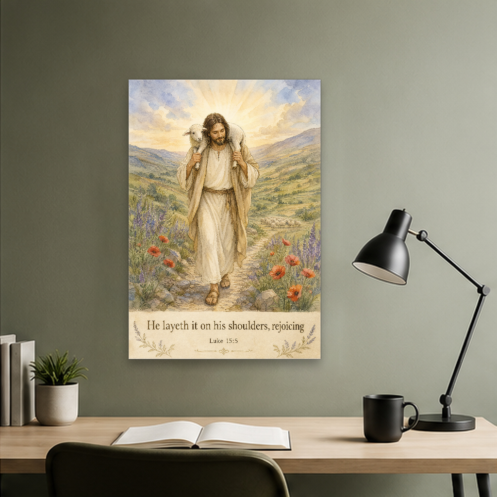 Found on His Shoulders Canvas Wall Art - Christian Wall Art, hanging display