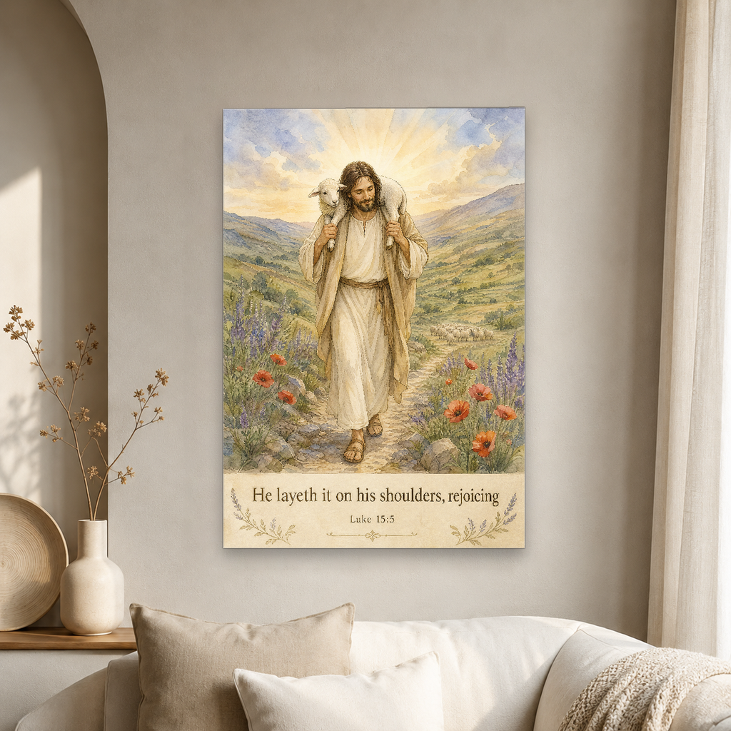 Found on His Shoulders Canvas Wall Art - Christian Wall Art, gift presentation