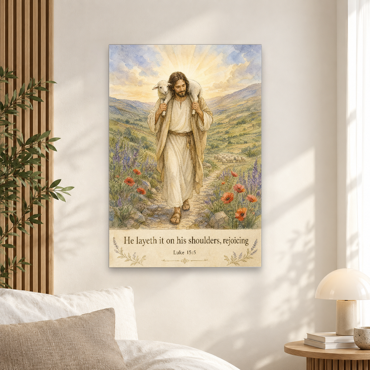Found on His Shoulders Canvas Wall Art - Christian Wall Art, scale reference