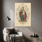 Full of Grace in Engraving Canvas Wall Art - Catholic Wall Art, styled in the home