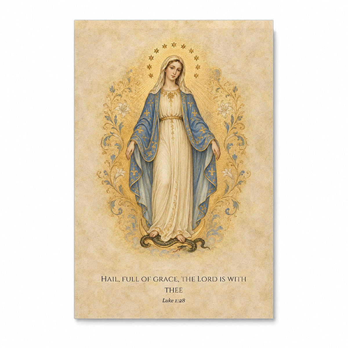 Full of Grace in Illuminated Canvas Wall Art - Catholic Wall Art, front view