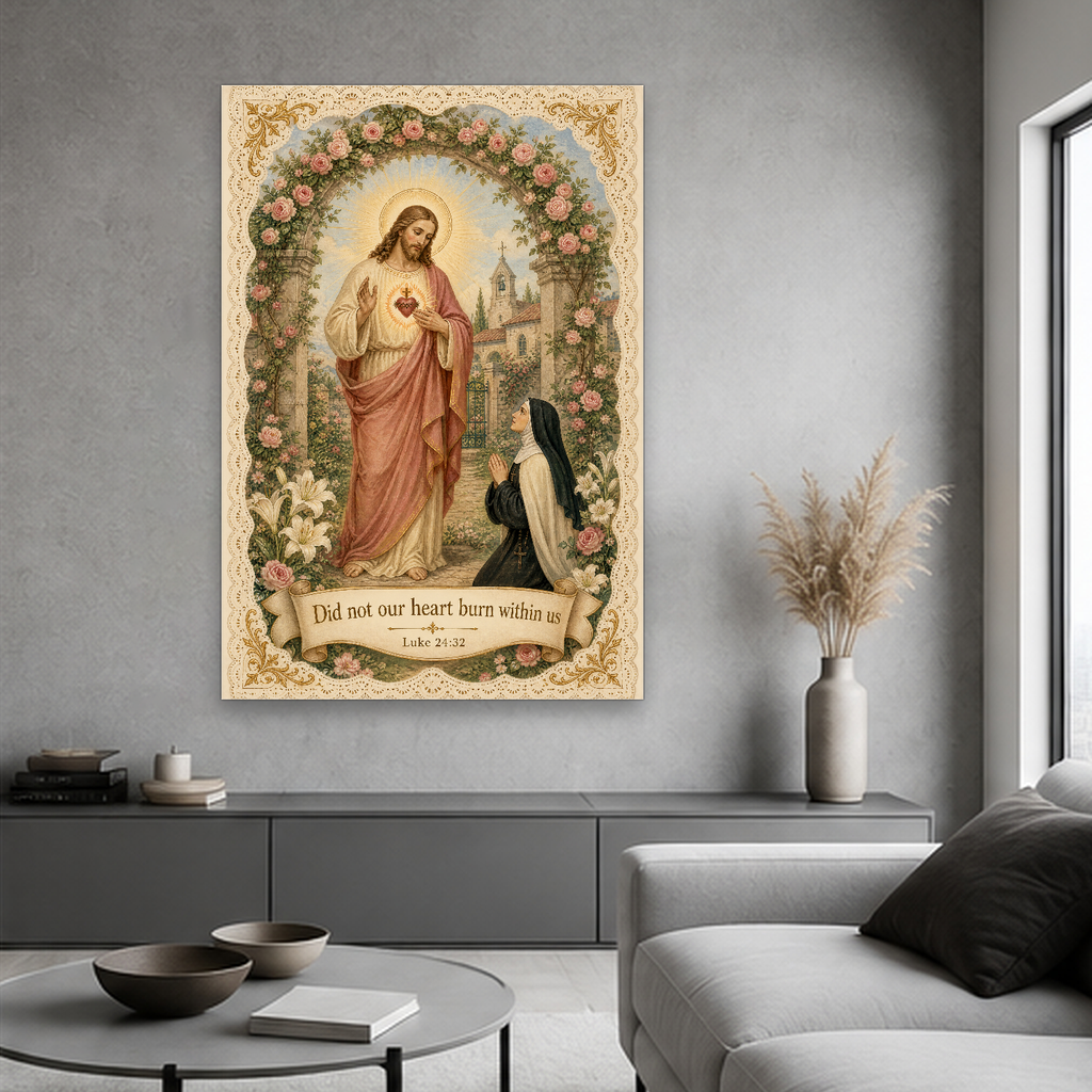 Garden of the Sacred Heart Canvas Wall Art - Christian Wall Art, styled in the home