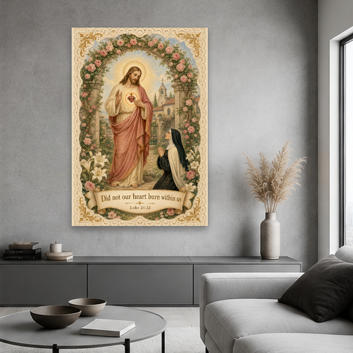Garden of the Sacred Heart Canvas Wall Art - Christian Wall Art, styled in the home