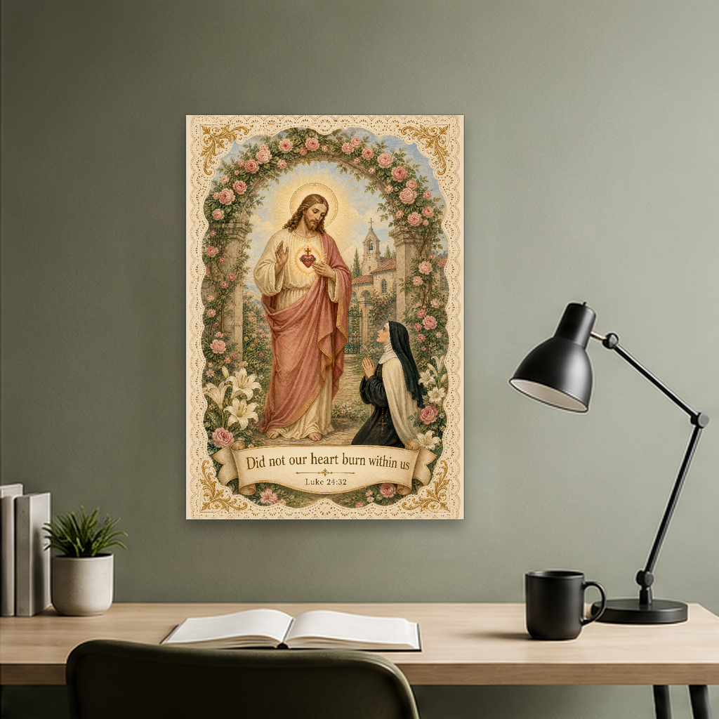 Garden of the Sacred Heart Canvas Wall Art - Christian Wall Art, hanging display