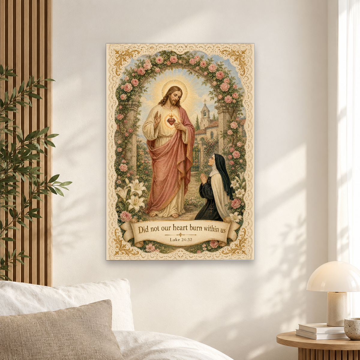 Garden of the Sacred Heart Canvas Wall Art - Christian Wall Art, scale reference
