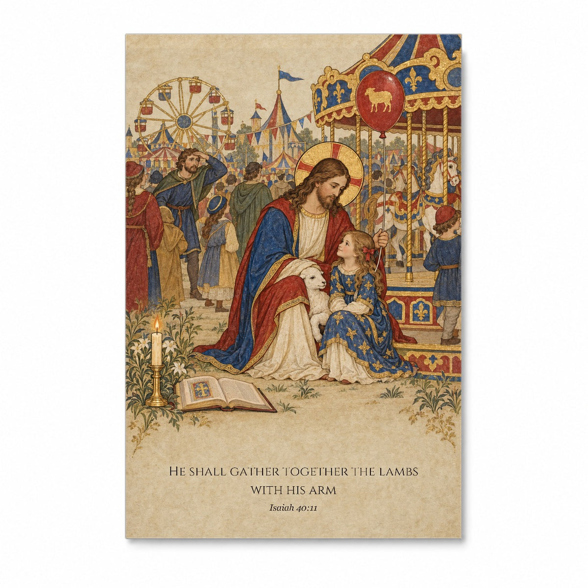 Gathered in His Arm Canvas Wall Art - Catholic Wall Art, front view