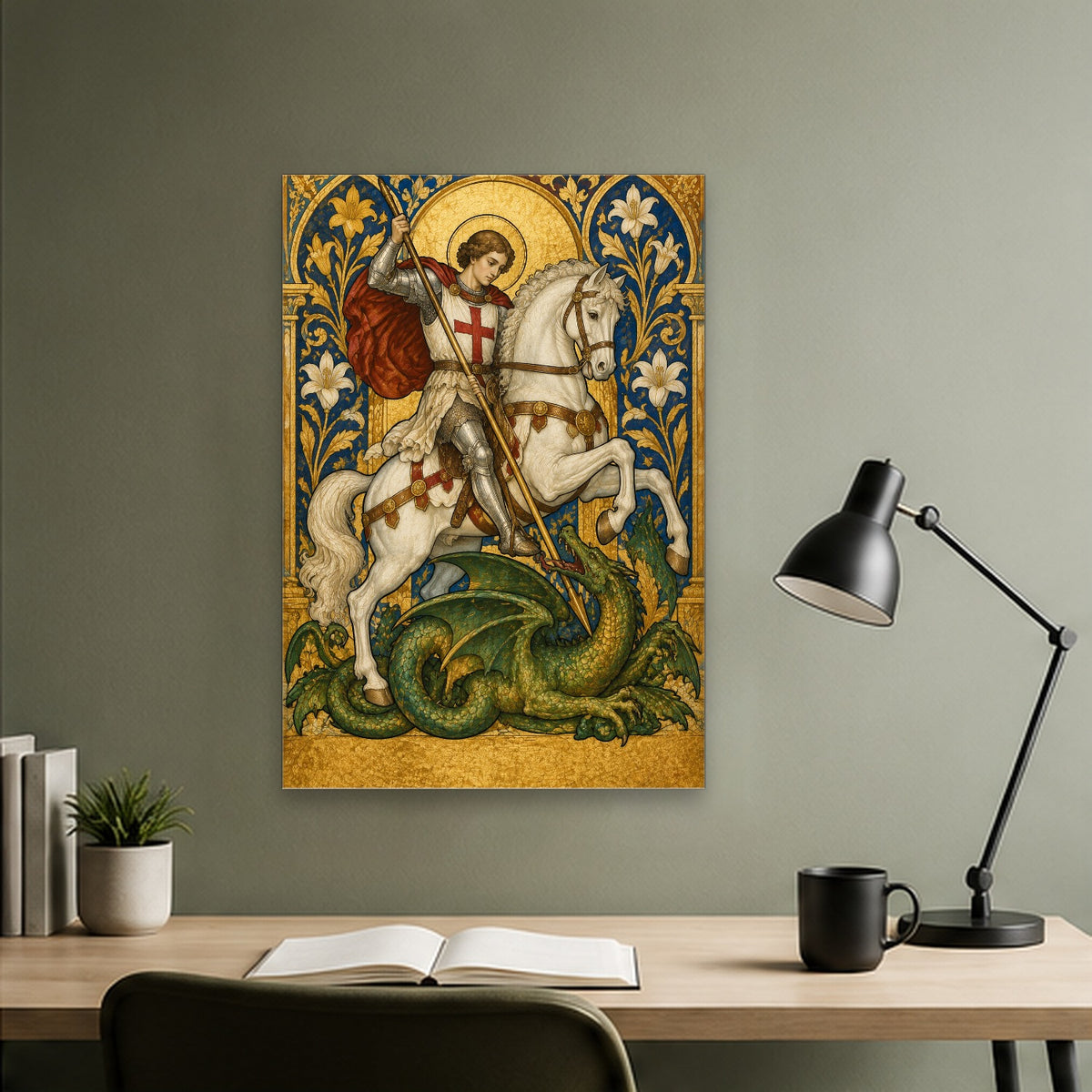 Georgius Eques Canvas Wall Art - Catholic Wall Art, close-up of the print