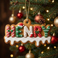 Gingerbread Cookie Christmas Tag Acrylic Ornament - Acrylic Christmas Ornament, front view