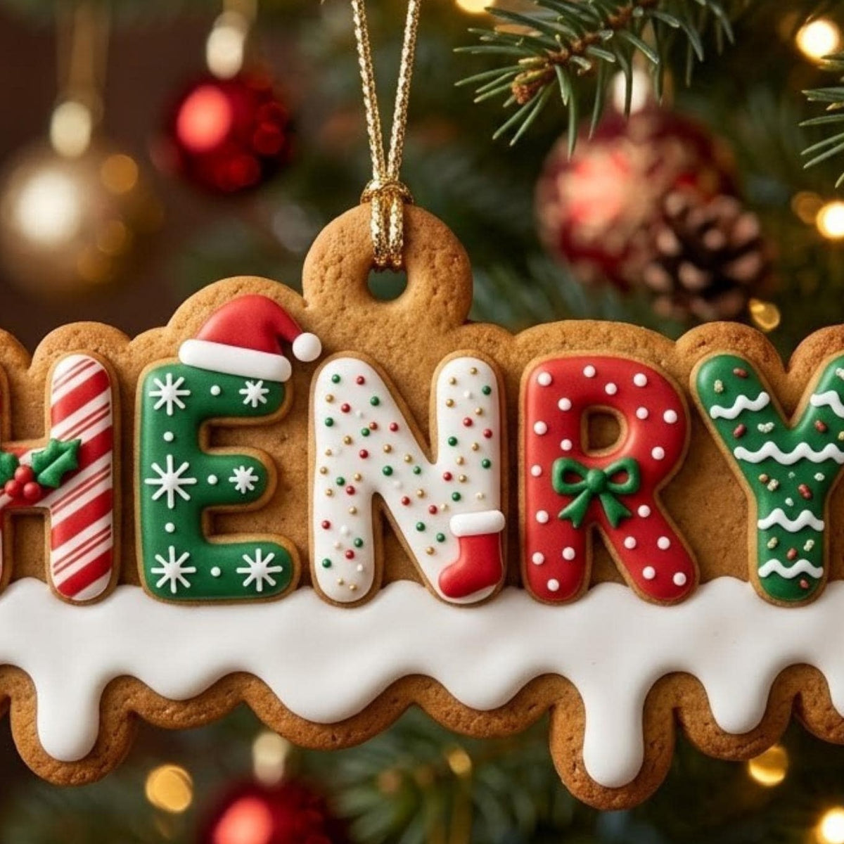 Gingerbread Cookie Christmas Tag Acrylic Ornament - Acrylic Christmas Ornament, styled in the home