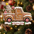 Gingerbread Truck Christmas Holly Acrylic Ornament - Acrylic Christmas Ornament, front view